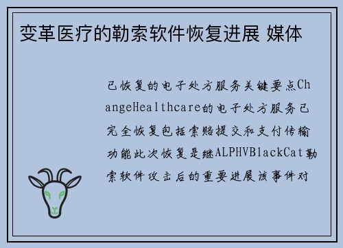 变革医疗的勒索软件恢复进展 媒体