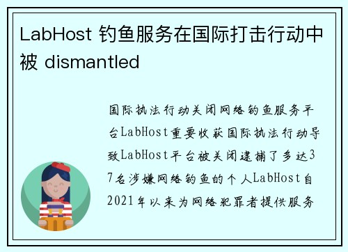 LabHost 钓鱼服务在国际打击行动中被 dismantled 