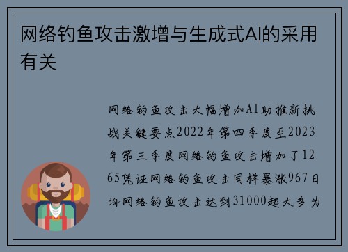 网络钓鱼攻击激增与生成式AI的采用有关 
