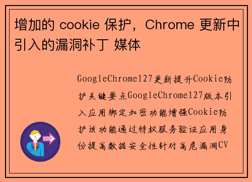 增加的 cookie 保护，Chrome 更新中引入的漏洞补丁 媒体